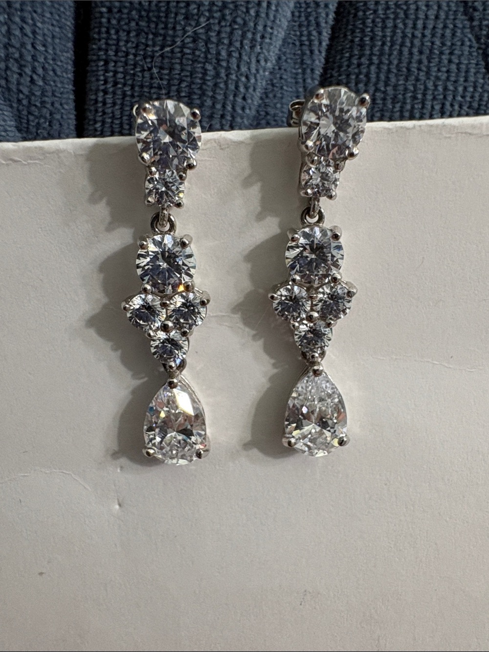Classic Crystal Drop Earrings - Silver Tone